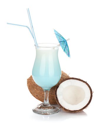 simsearch:659-03521886,k - Blue coconut cream cocktail. Isolated on white background Stock Photo - Budget Royalty-Free & Subscription, Code: 400-07179726