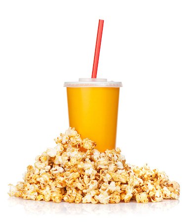 simsearch:400-09091954,k - Popcorn and fast food drink. Isolated on white background Stock Photo - Budget Royalty-Free & Subscription, Code: 400-07179781