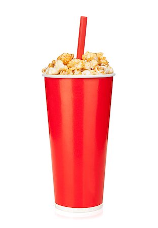 paper bag for corn - Popcorn in fast food drink cup. Isolated on white background Stock Photo - Budget Royalty-Free & Subscription, Code: 400-07179782
