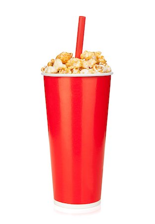 popcorn white background - Popcorn in fast food drink cup. Isolated on white background Stock Photo - Budget Royalty-Free & Subscription, Code: 400-07179782