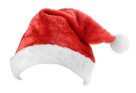 simsearch:400-05701397,k - Santa Claus red hat isolated on white background Fotografie stock - Microstock e Abbonamento, Codice: 400-07179866