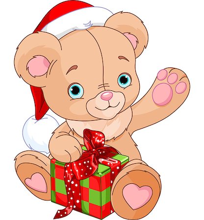 Christmas Teddy Bear holding gift box Stock Photo - Budget Royalty-Free & Subscription, Code: 400-07179868