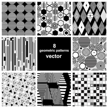 drawing of a diamond - beautiful set of black and white geometric patterns Stock Photo - Budget Royalty-Free & Subscription, Code: 400-07179863