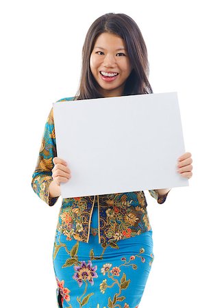 Asian woman in Kebaya holding a white blank card, kebaya usually worn by women in Indonesia, Malaysia, Brunei, Burma, Singapore, southern Thailand. Stock Photo - Budget Royalty-Free & Subscription, Code: 400-07170013