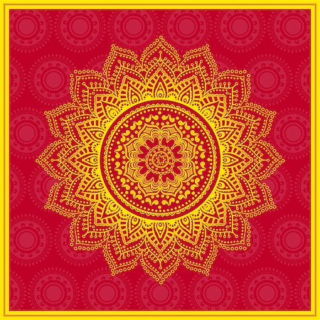Indian lace ornament on red background Fotografie stock - Microstock e Abbonamento, Codice: 400-07170295