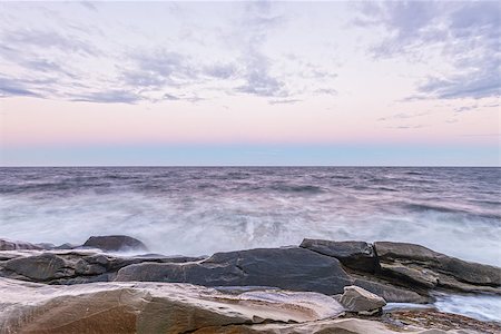 Waves crashing the ocean shore at crack of dawn (Cape Breton, Nova Scotia, Canada) Stock Photo - Budget Royalty-Free & Subscription, Code: 400-07170331