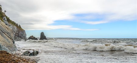 Panorama of an ocean shore  (Cape Breton, Nova Scotia, Canada) Stock Photo - Budget Royalty-Free & Subscription, Code: 400-07170332