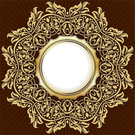 simsearch:400-08836820,k - Gold vintage frame with floral ornamental border Photographie de stock - Aubaine LD & Abonnement, Code: 400-07170409