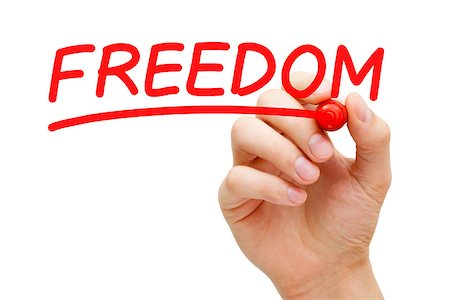 Hand writing Freedom with red marker on transparent wipe board. Stock Photo - Budget Royalty-Free & Subscription, Code: 400-07170534