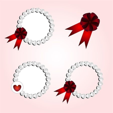 ekaterina88 (artist) - round decorative elements vector of red ribbons and beads Foto de stock - Royalty-Free Super Valor e Assinatura, Número: 400-07170793