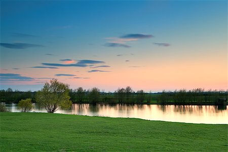 simsearch:400-07046539,k - calm spring sunset over river Ijssel, Netherlands Stock Photo - Budget Royalty-Free & Subscription, Code: 400-07170905