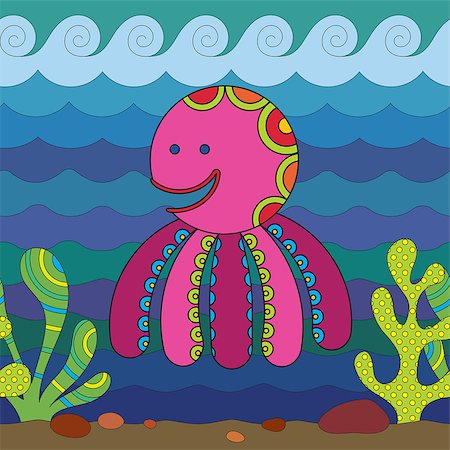 simsearch:400-07171373,k - Stylize fantasy Octopus under water Photographie de stock - Aubaine LD & Abonnement, Code: 400-07171347