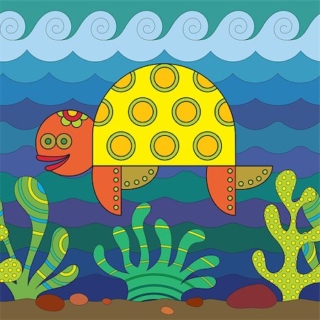 simsearch:400-07171376,k - Stylize fantasy Turtle under water. Stockbilder - Microstock & Abonnement, Bildnummer: 400-07171365