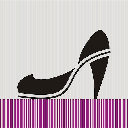 Black high heel woman shoe isolated on retro striped background Stock Photo - Budget Royalty-Free & Subscription, Code: 400-07171437
