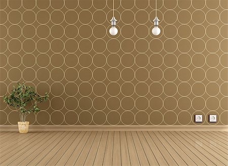 simsearch:400-06107722,k - Empty interior with parquet floor and modern wallpaper - rendering Stock Photo - Budget Royalty-Free & Subscription, Code: 400-07171707