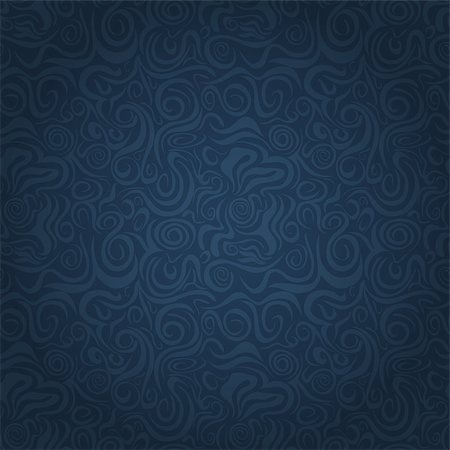 damask vector - Abstract Dark Blue Faded Waving Swirl Seamless Background with Curl Elements Stock Photo - Budget Royalty-Free & Subscription, Code: 400-07171768