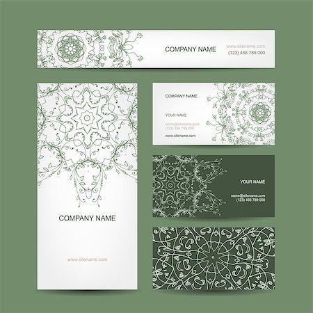 simsearch:400-09031869,k - Business cards collection, floral design Stockbilder - Microstock & Abonnement, Bildnummer: 400-07171841