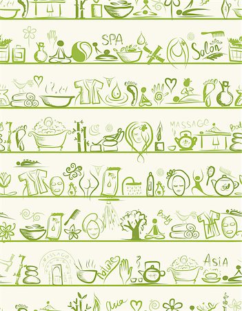 spa icon - Massage and spa design elements on shelves, seamless pattern Stock Photo - Budget Royalty-Free & Subscription, Code: 400-07171889