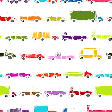 speed sedan - Toy cars collection, seamless pattern for your design Stock Photo - Budget Royalty-Free & Subscription, Code: 400-07171925