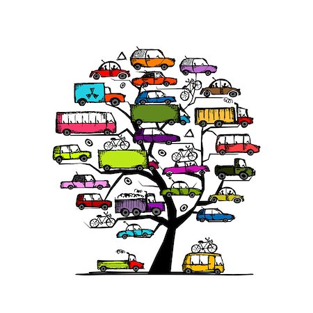 simsearch:400-07170780,k - Tree with cars, transportation concept for your design Stock Photo - Budget Royalty-Free & Subscription, Code: 400-07171936