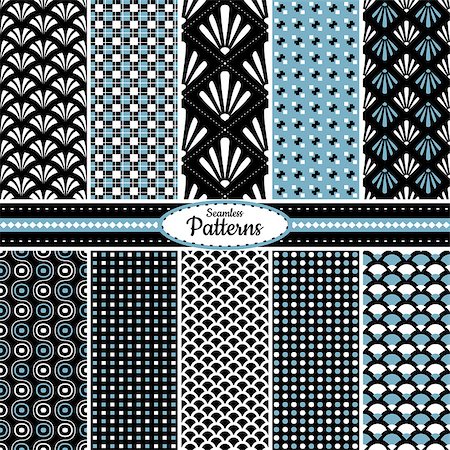 selenamay (artist) - Collection of 10 geometric colorful seamless pattern background. Great for web page backgrounds, wallpapers, interiors, home decor, apparel, etc.Vector file includes pattern swatch for each pattern. Stockbilder - Microstock & Abonnement, Bildnummer: 400-07172048