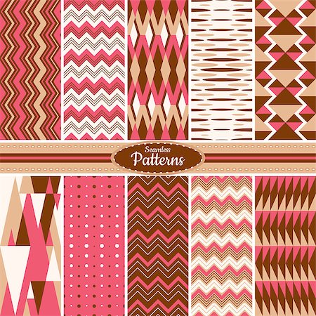 simsearch:400-07055327,k - Collection of 10 geometric colorful seamless pattern background. Great for web page backgrounds, wallpapers, interiors, home decor, apparel, etc. Vector file includes pattern swatch for each pattern. Stock Photo - Budget Royalty-Free & Subscription, Code: 400-07172052