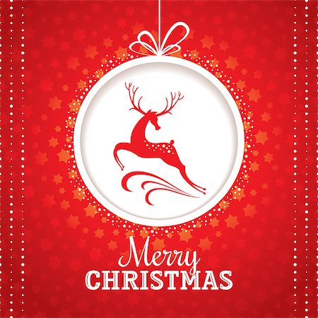 Christmas greeting card with deer vector illustration Stock Photo - Budget Royalty-Free & Subscription, Code: 400-07172064