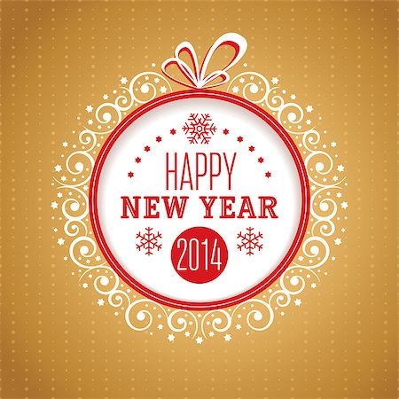 New Year ornate greeting card vector illustration Stock Photo - Budget Royalty-Free & Subscription, Code: 400-07172068