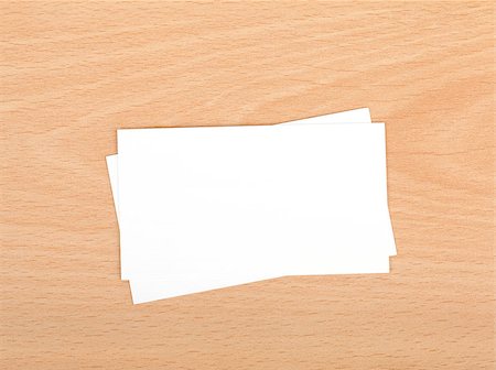 Blank business cards on wooden office table Stock Photo - Budget Royalty-Free & Subscription, Code: 400-07172438