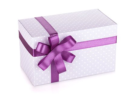 simsearch:400-04805110,k - Blue gift box with violet ribbon and bow. Isolated on white background Stock Photo - Budget Royalty-Free & Subscription, Code: 400-07172476
