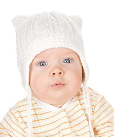 simsearch:400-07506232,k - Closeup portrait of cute baby in handmaded hat Stock Photo - Budget Royalty-Free & Subscription, Code: 400-07172513