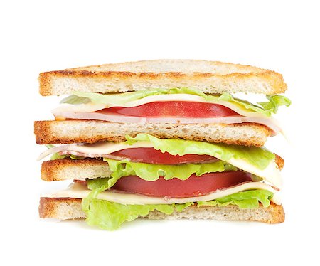 Toast sandwich with meat and vegetables. Isolated on white background Stock Photo - Budget Royalty-Free & Subscription, Code: 400-07172588