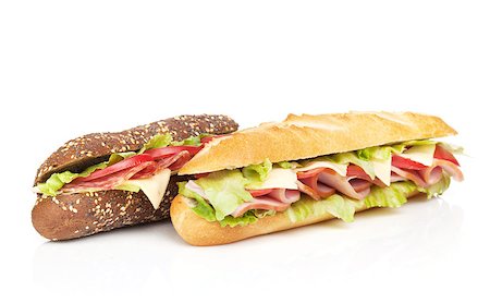 Fresh sandwiches with meat and vegetables. Isolated on white background Stock Photo - Budget Royalty-Free & Subscription, Code: 400-07172590