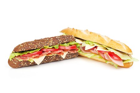 simsearch:400-07179775,k - Fresh sandwiches with meat and vegetables. Isolated on white background Stock Photo - Budget Royalty-Free & Subscription, Code: 400-07172591