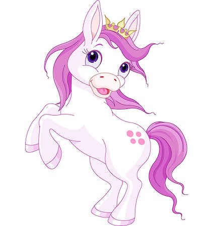 Illustration of cute horse princess rearing up Stock Photo - Budget Royalty-Free & Subscription, Code: 400-07172829