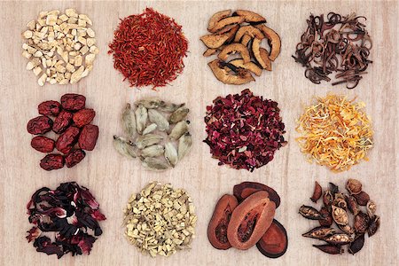 simsearch:400-07175956,k - Traditional chinese herbal medicine selection over papyrus background. Stock Photo - Budget Royalty-Free & Subscription, Code: 400-07172898