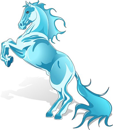 abstract illustration, blue horse on white background Stock Photo - Budget Royalty-Free & Subscription, Code: 400-07173070