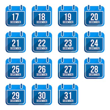 simsearch:400-07266650,k - December vector flat calendar icons with long shadow. Calendar Days Of Year Set 5 Photographie de stock - Aubaine LD & Abonnement, Code: 400-07173192