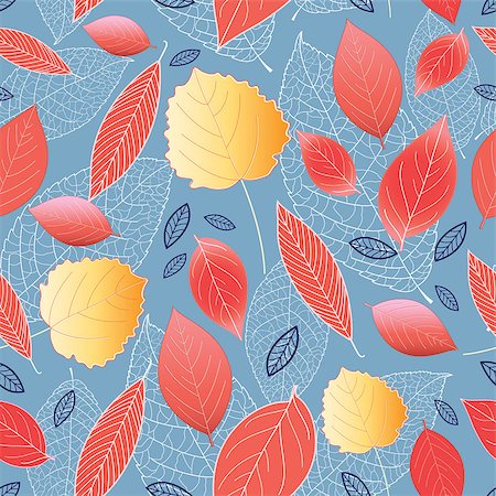 fall aspen leaves - Autumn seamless graphic pattern on a blue background Stock Photo - Budget Royalty-Free & Subscription, Code: 400-07173339