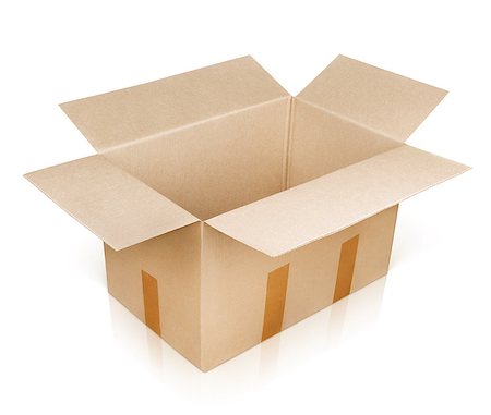 simsearch:400-04806832,k - Open empty brown cardboard box isolated on white with clipping path Stockbilder - Microstock & Abonnement, Bildnummer: 400-07173342