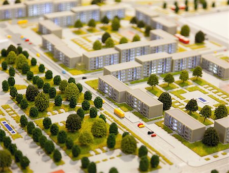 architectural model of city district (tilt shift effect) Stock Photo - Budget Royalty-Free & Subscription, Code: 400-07173384