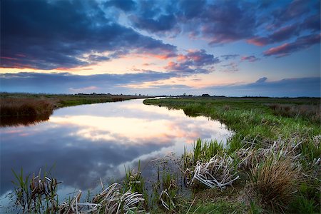 simsearch:400-06875459,k - dramatic calm sunset over river, Drenthe, Netherlands Stock Photo - Budget Royalty-Free & Subscription, Code: 400-07173522