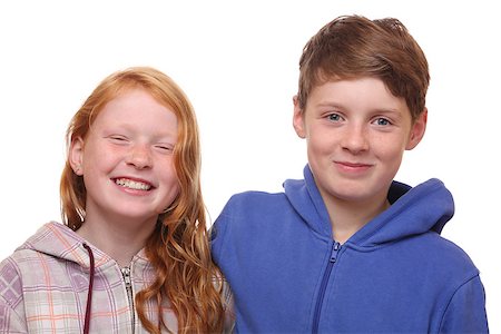 simsearch:400-05352235,k - Portrait of two happy children on white background Photographie de stock - Aubaine LD & Abonnement, Code: 400-07173713