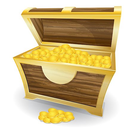 Vector illustration of treasure chest with gold coin Stock Photo - Budget Royalty-Free & Subscription, Code: 400-07173799