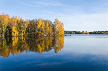 simsearch:400-07821662,k - trees and colorful leaves reflecting on water under blue sky Stock Photo - Budget Royalty-Free & Subscription, Code: 400-07173790