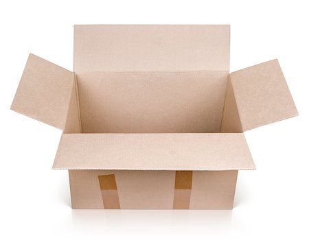 simsearch:400-05708252,k - Open empty brown cardboard box isolated on white with clipping path Stock Photo - Budget Royalty-Free & Subscription, Code: 400-07173848