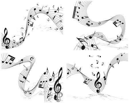 simsearch:400-04858997,k - Musical note staff set. EPS 10 vector illustration without transparency. Stock Photo - Budget Royalty-Free & Subscription, Code: 400-07173843
