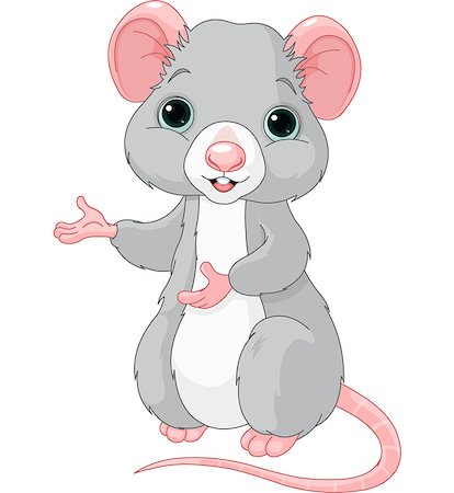 ratazana - Cute cartoon rat is pointing Foto de stock - Royalty-Free Super Valor e Assinatura, Número: 400-07173924