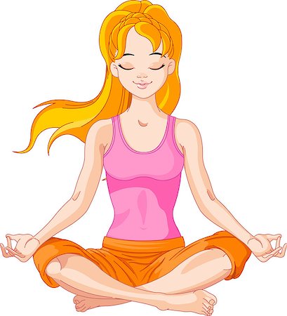 drawing girls body - Beautiful girl doing yoga meditation Stock Photo - Budget Royalty-Free & Subscription, Code: 400-07173925