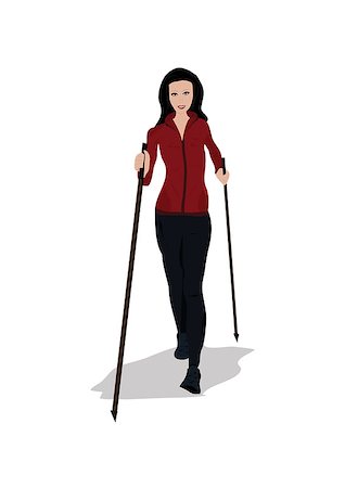 young woman practising nordic walking Stock Photo - Budget Royalty-Free & Subscription, Code: 400-07173928